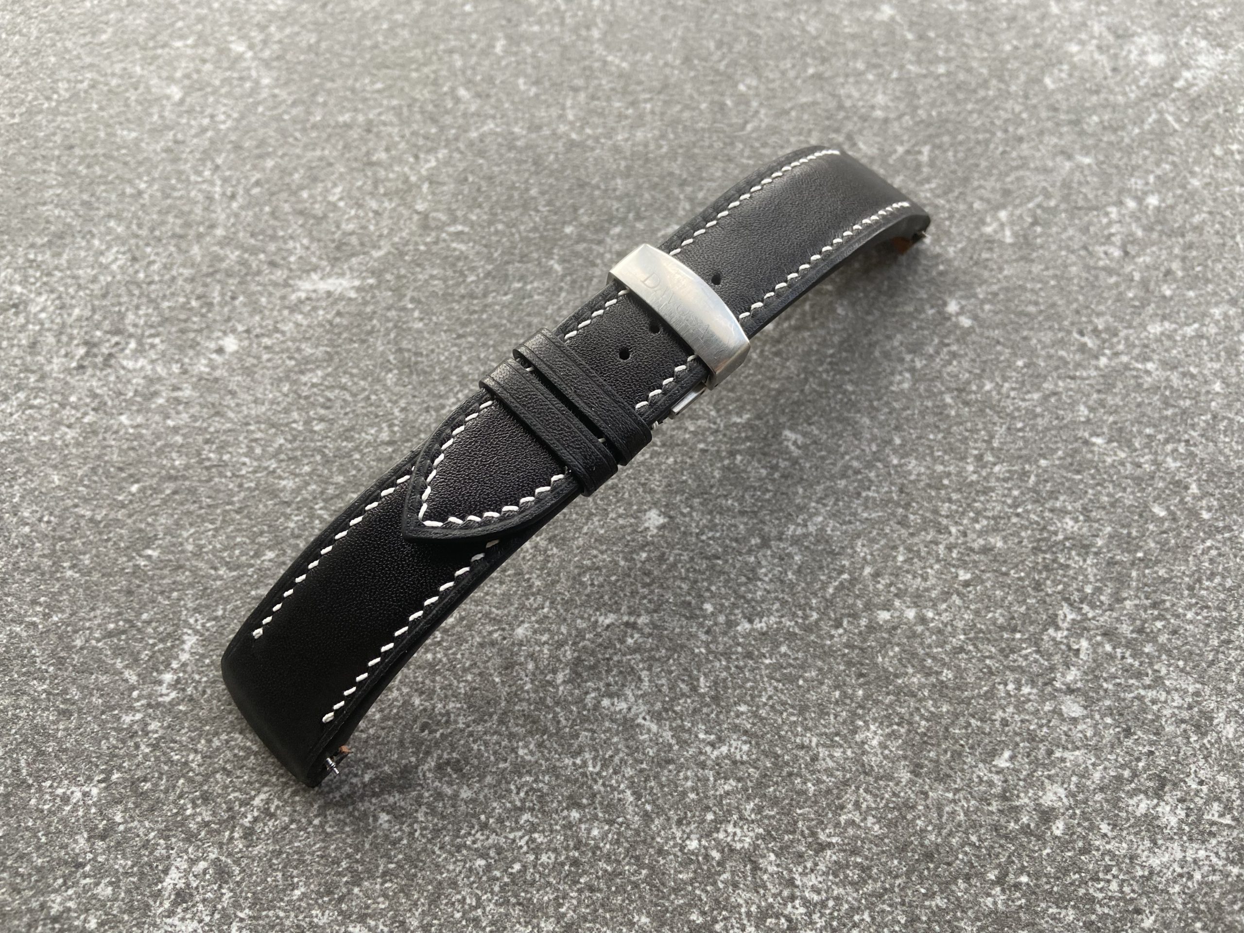 Calf leather watch strap Davosa with deployment buckle