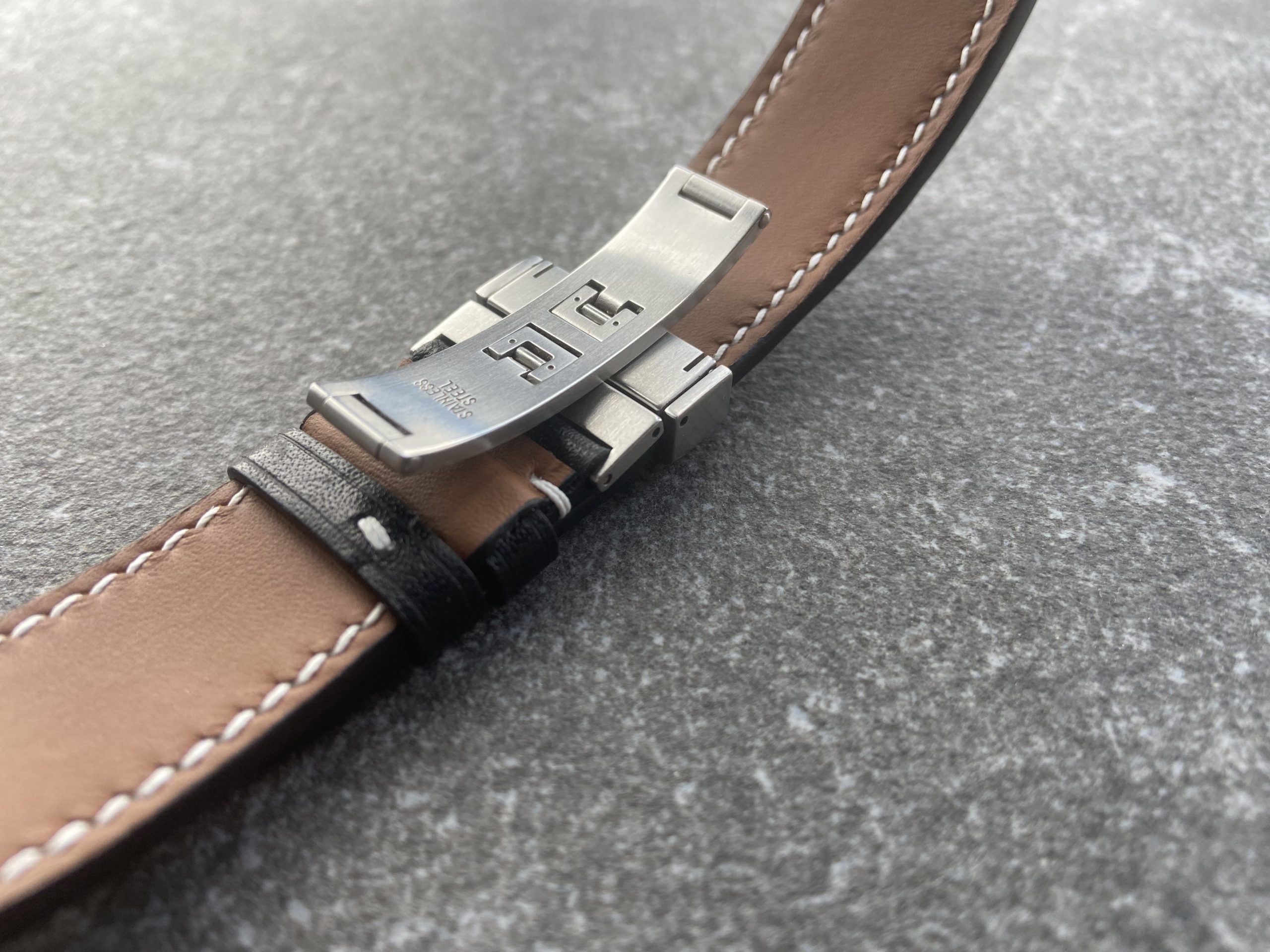 Calf leather watch strap Davosa with deployment buckle