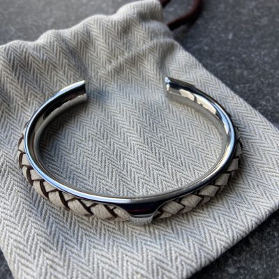 Leather and steel bracelet