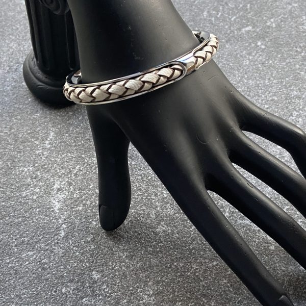 Leather and steel bracelet