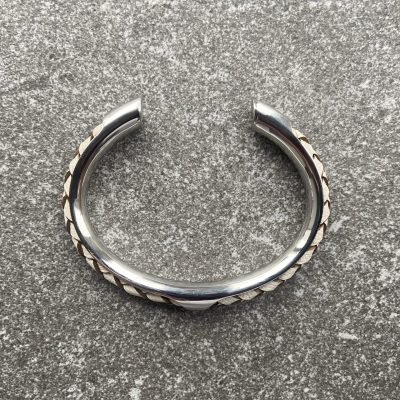 Leather and steel bracelet