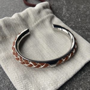 Leather and steel bracelet