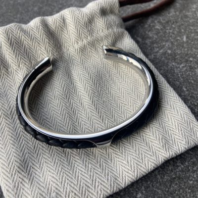 Leather and steel bracelet