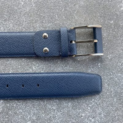 Navy belt in Saffiano calfskin, width 40mm