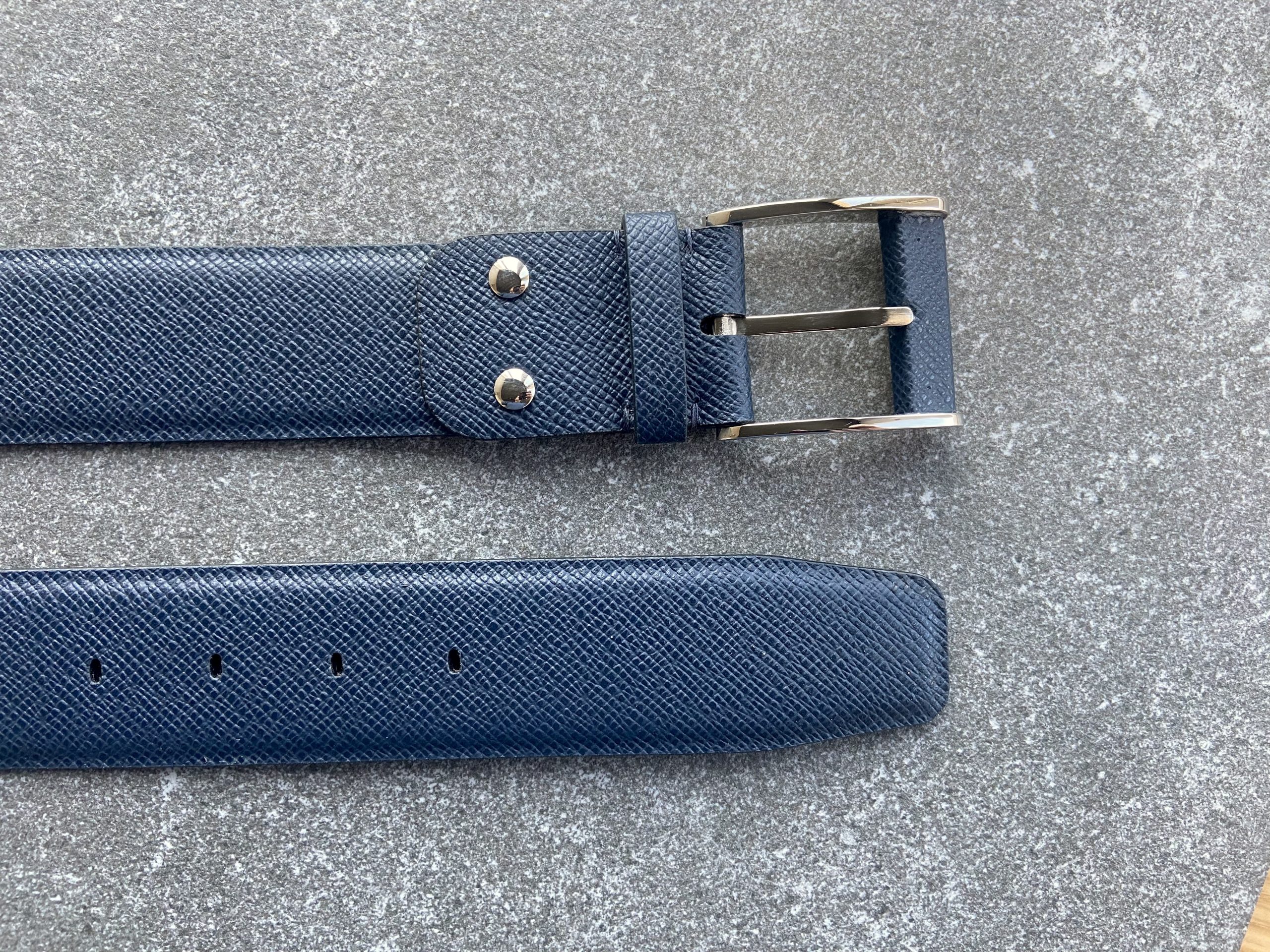 Navy belt in Saffiano calfskin, width 40mm