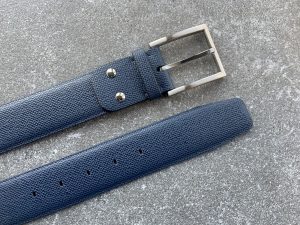 Navy Saffiano Calfskin Belt, 40mm Width