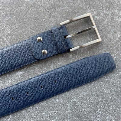 Navy Saffiano Calfskin Belt, 40mm Width