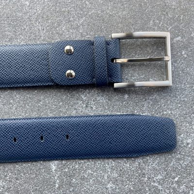 Navy Saffiano Calfskin Belt, 40mm Width
