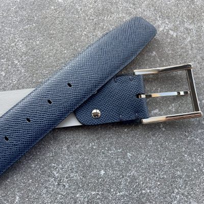 Navy Saffiano Calfskin Belt, 40mm Width