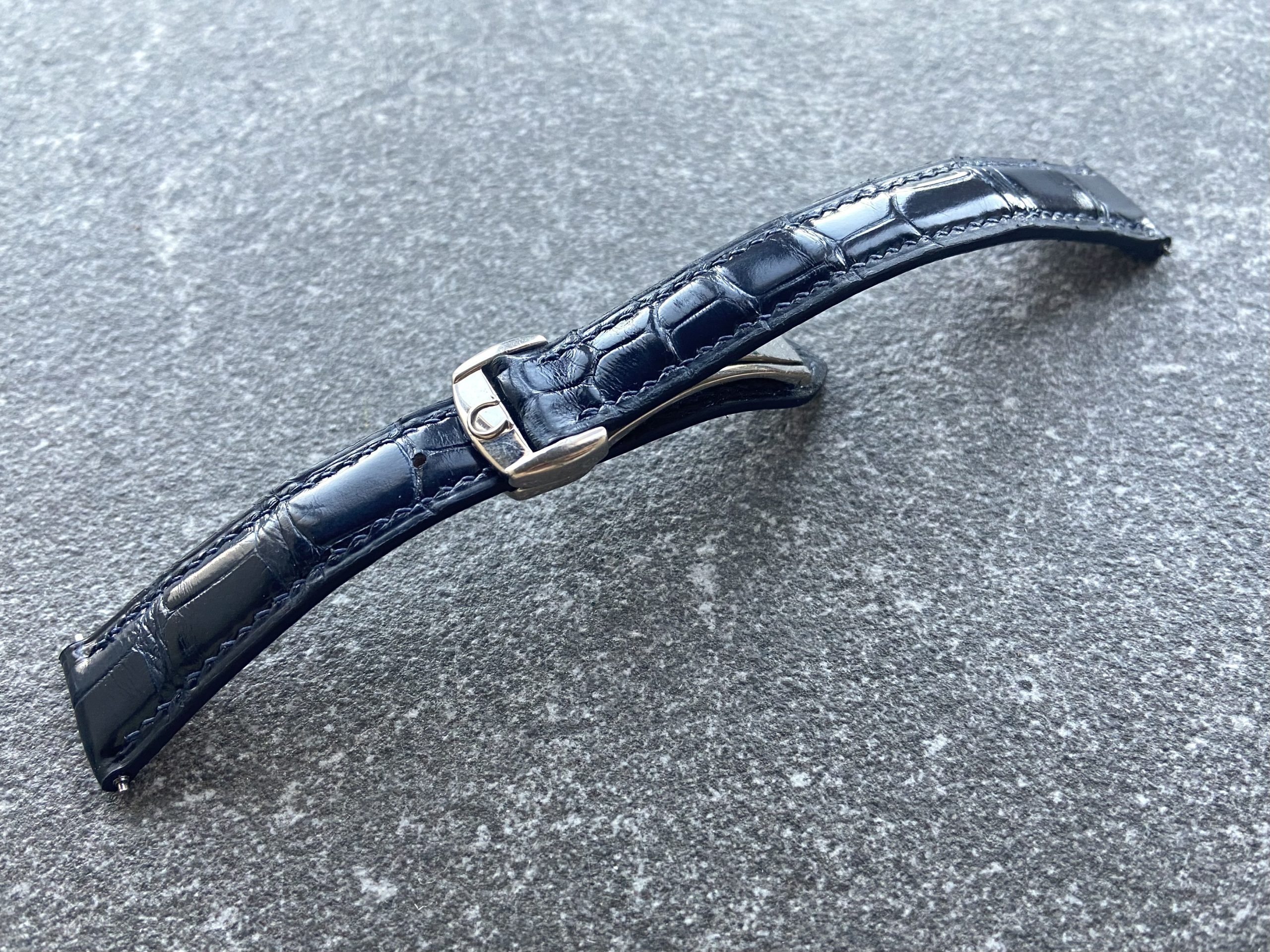 Omega De Ville watch strap in alligator leather is bespoke