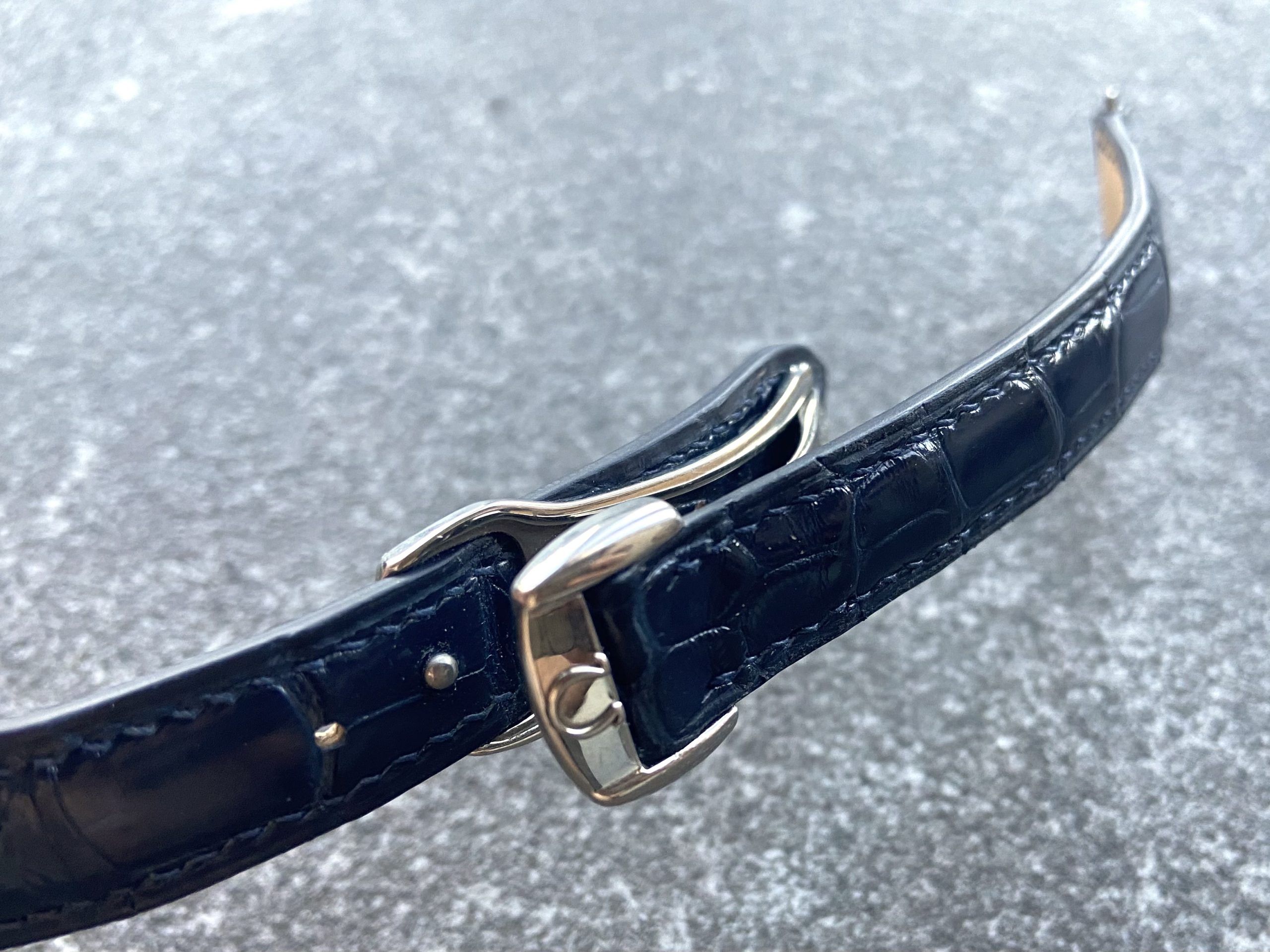 Omega De Ville watch strap in alligator leather is bespoke