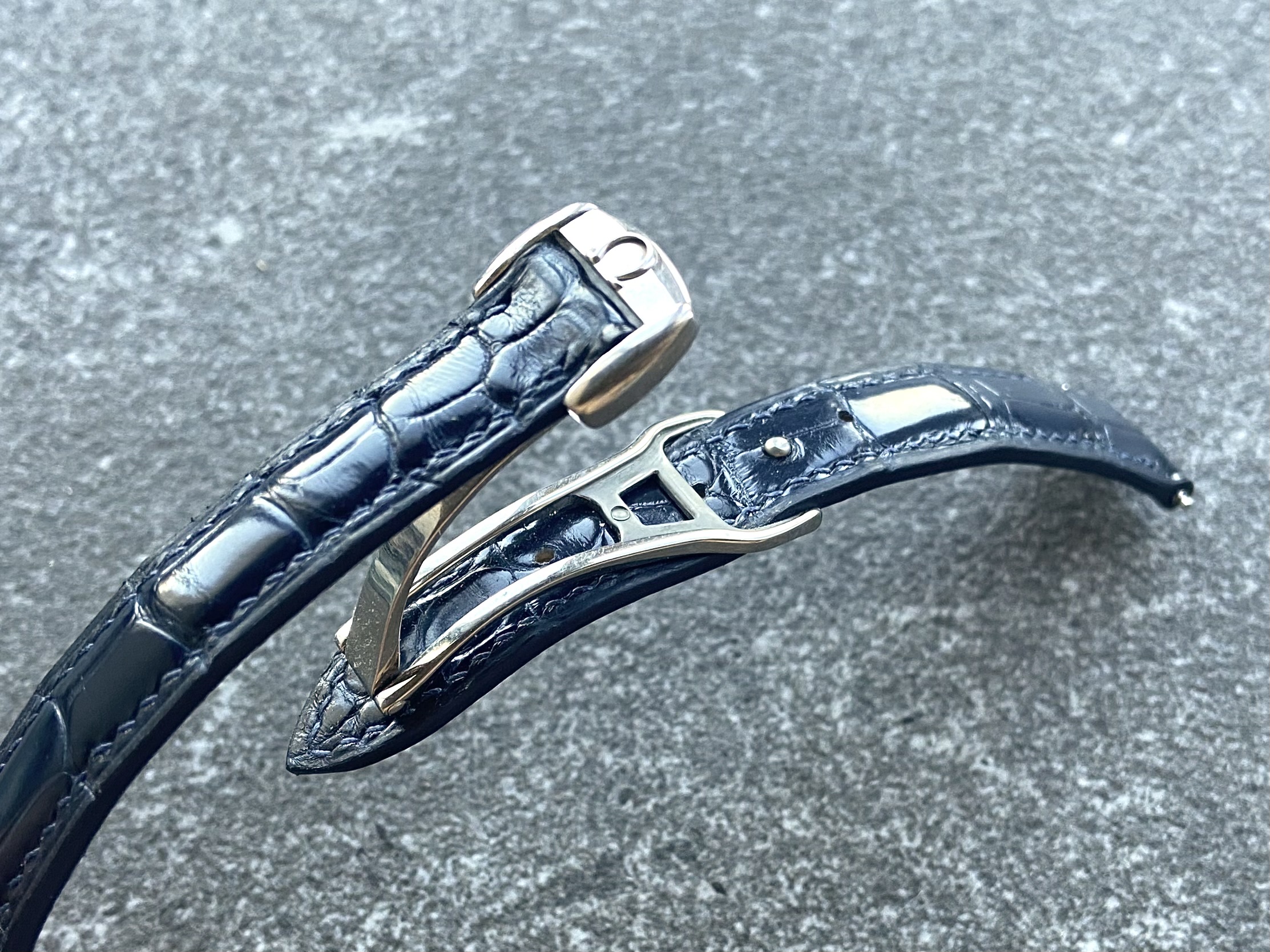 Omega De Ville watch strap in alligator leather is bespoke