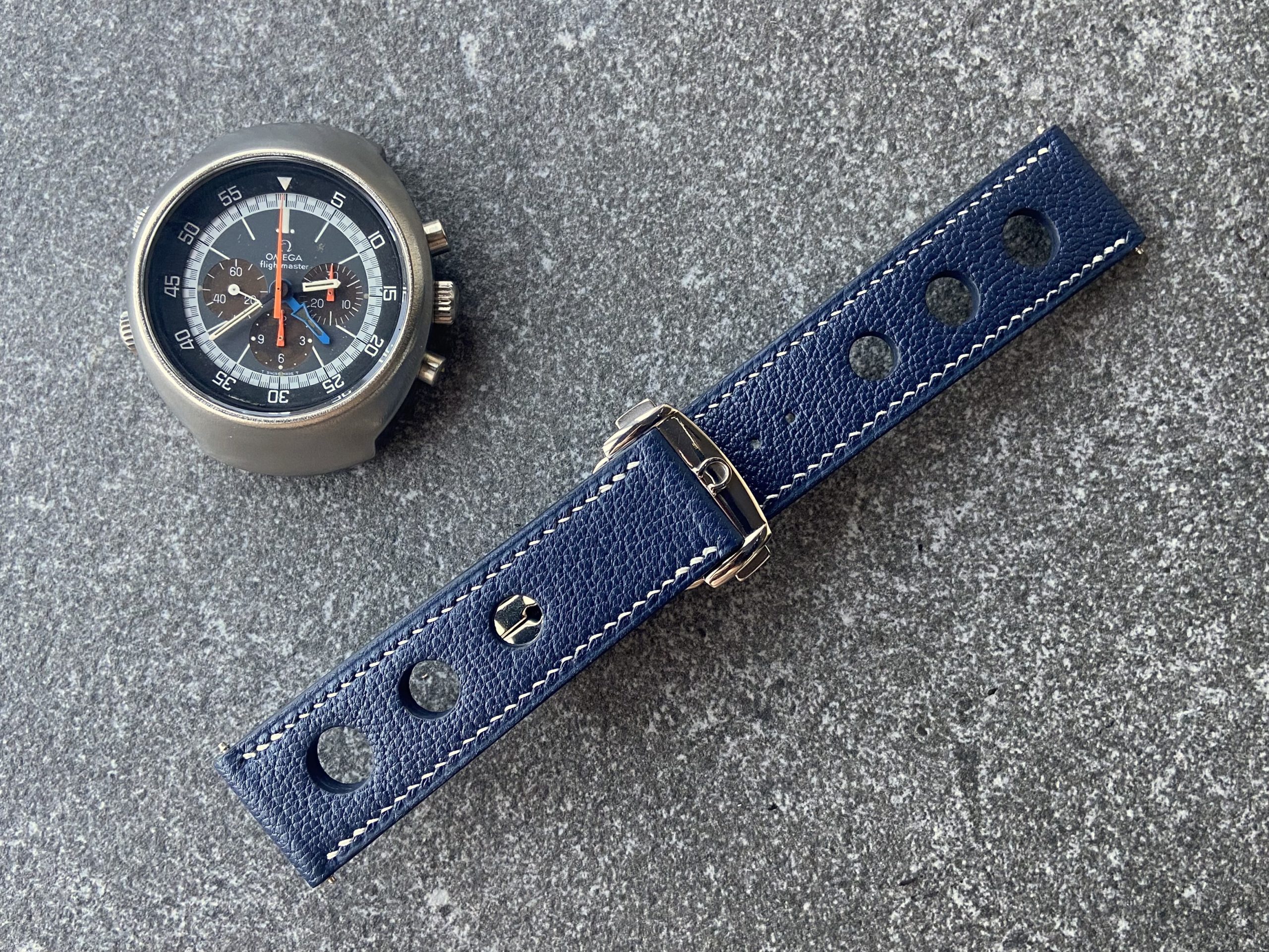 Leather strap for an Omega Flightmaster watch