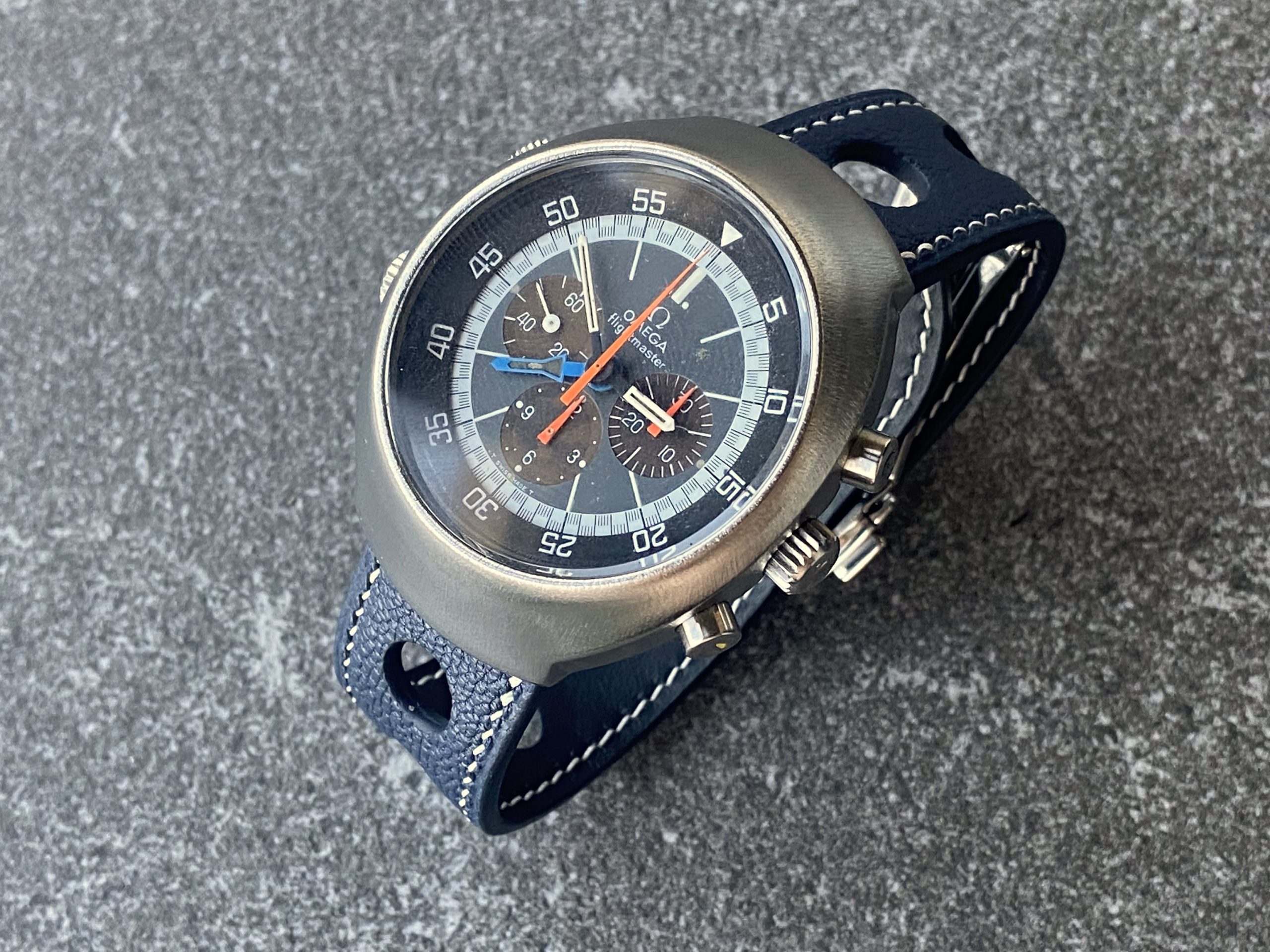 Leather strap for an Omega Flightmaster watch