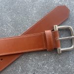 English leather trouser belt with wide keepers