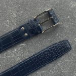 Custom Alligator Leather Belt in Navy Blue