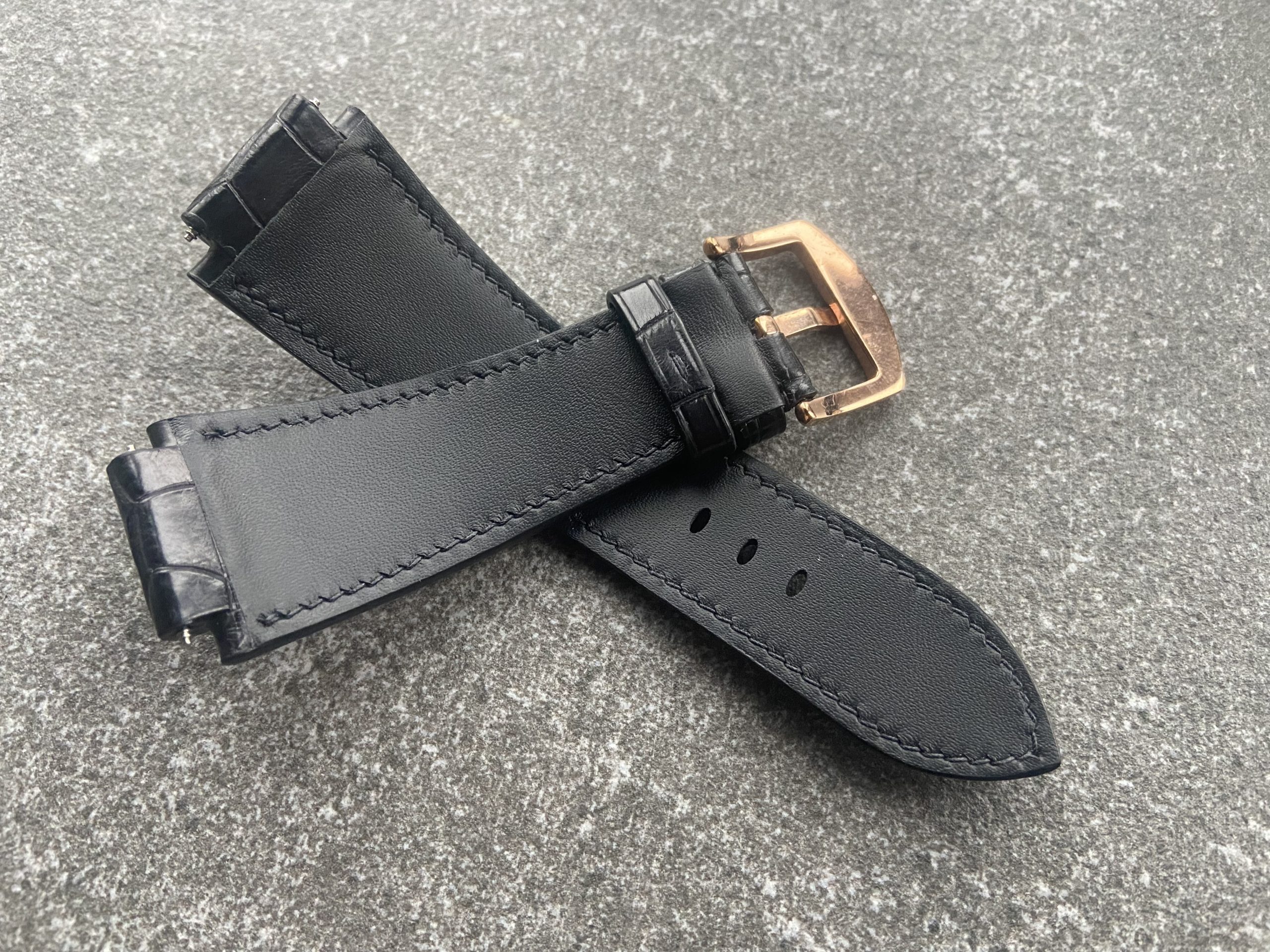 Alligator Leather Strap for Seculus Watch with Anatomical Shape