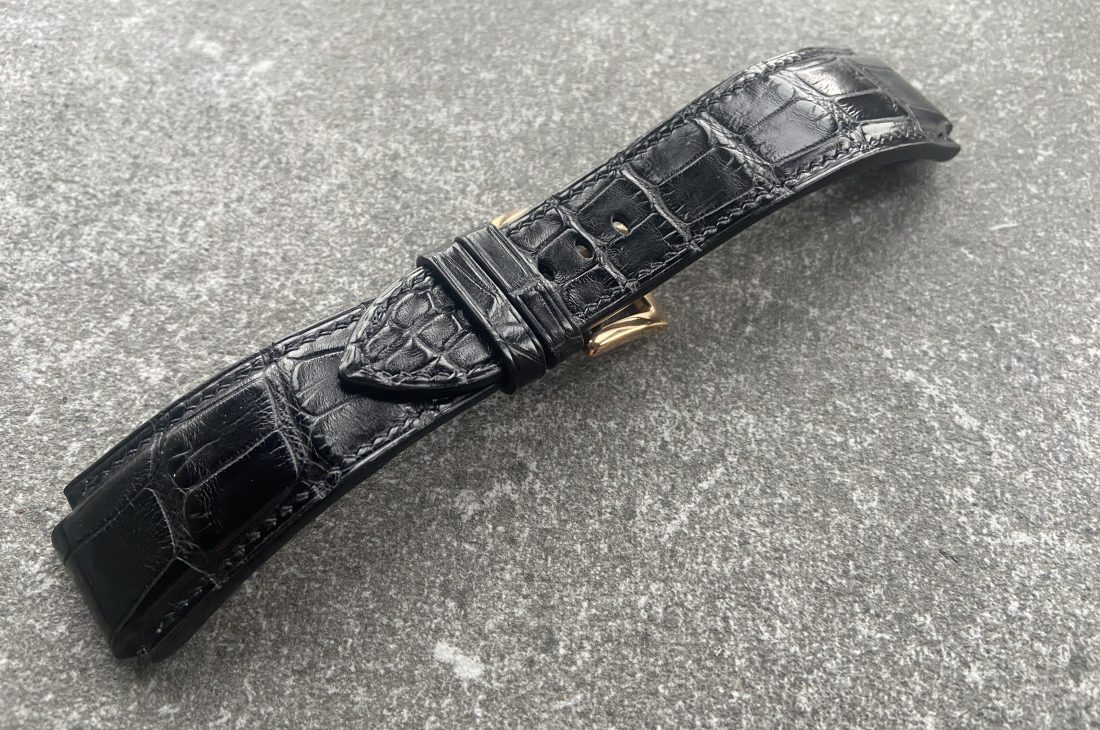 Alligator Leather Strap for Seculus Watch with Anatomical Shape