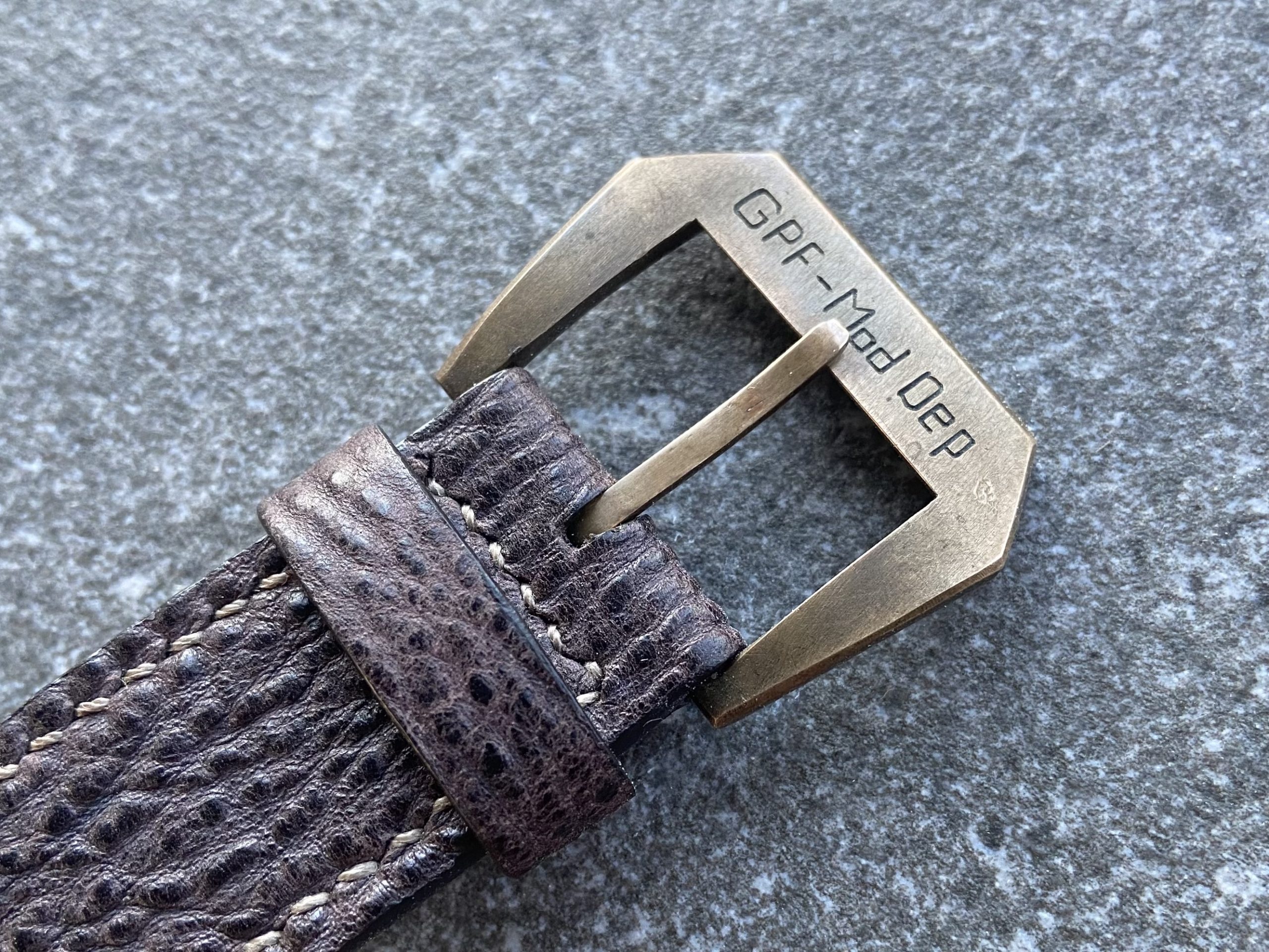 Handcrafted leather watch strap on Panerai ref. 2533 homage watch