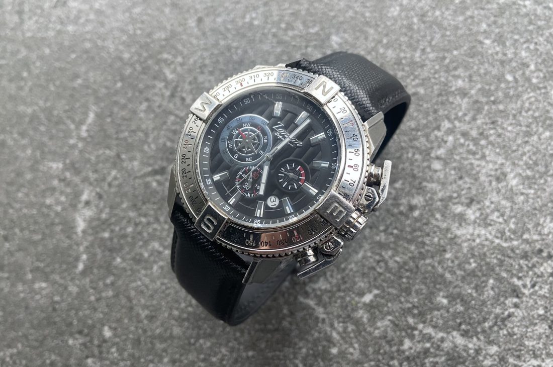 Zancan Supersport with black Saffiano leather watch strap