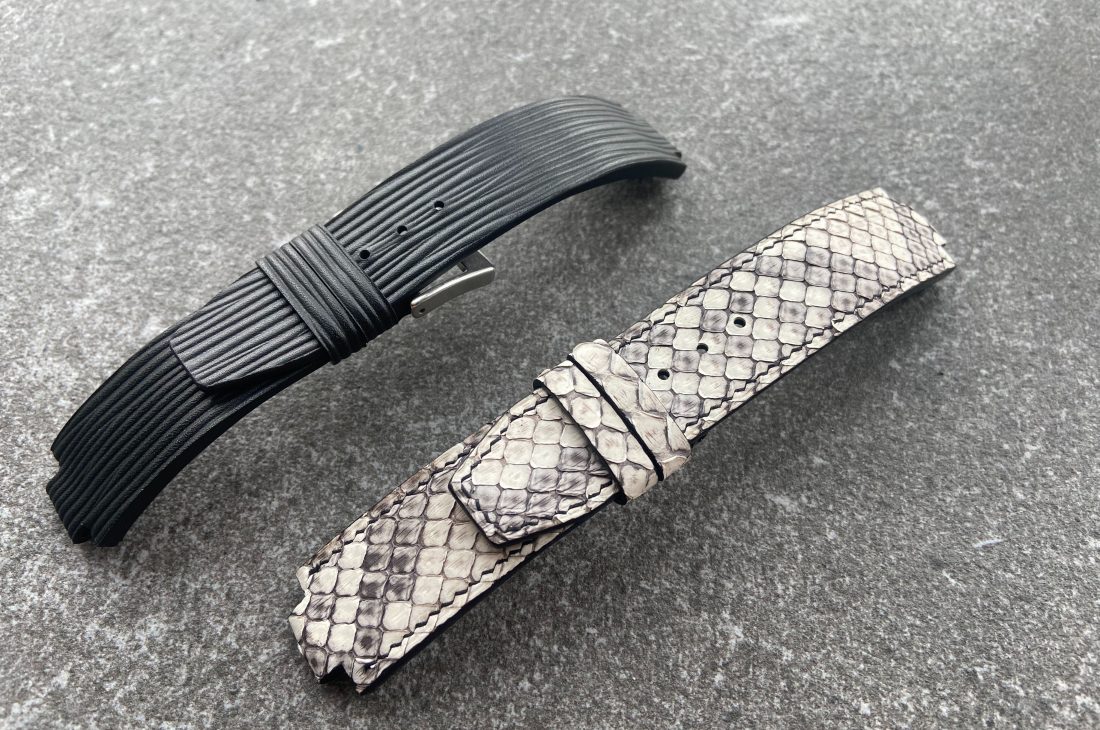 Bespoke Epi leather strap and python strap made for Clerc CXX Scuba Diamonds