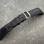 Black alligator leather watch strap for Girard-Perregaux Richeville, hand-stitched and made to work with the original 18K white-gold clasp.